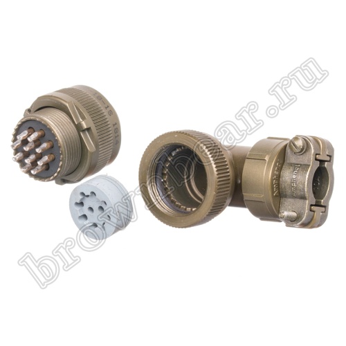 Разъём Amphenol серии MS, 10 контактов, розетка на кабель, тип 18, резьбовой прямой угол MS3108E-18-1S фото 7