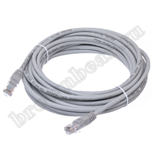 Патч-корд UTP RJ-45, категория 5e, литой, 6 метров, серый 