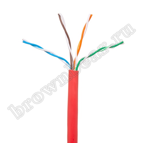 Кабель Витая пара, 4 пары, медный, 5е категория, многожильный, красный, PCnet, бухта 300м PCnet