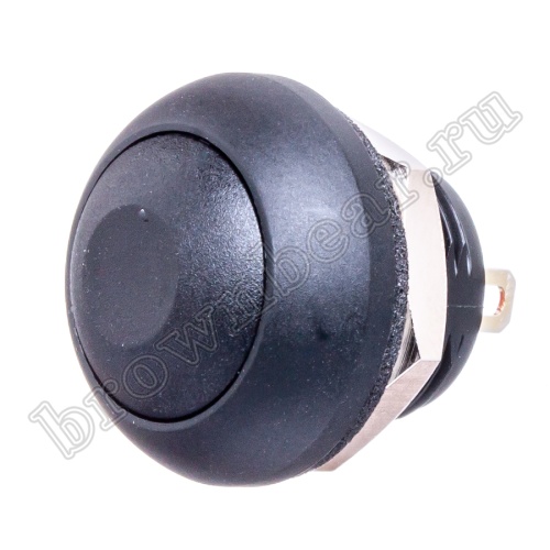 Кнопка влагозащищенная IP67 без фиксации, 12мм круглая на блок, НР, черная PSW-7-B