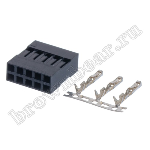 Разъем 2х5 гнездо на кабель, шаг 2.54мм, с контактами фото 4