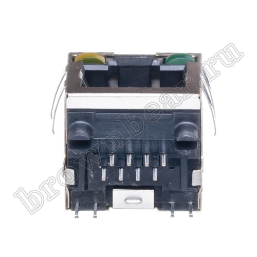 Разъём RJ-45 гнездо на плату, 8P8C, 2 светодиода (желтый-зеленый), экранированный, тип 18 TJ18-L8P8C-4 фото 7