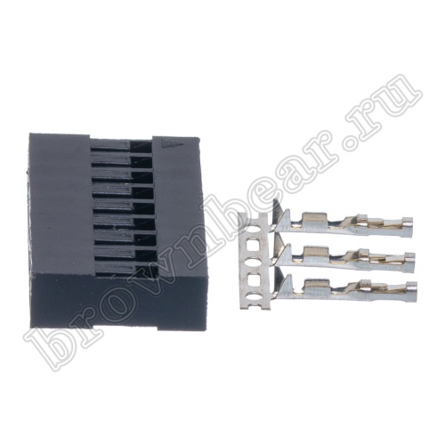 Разъем 2х9 гнездо на кабель, шаг 2.54мм, с контактами фото 3