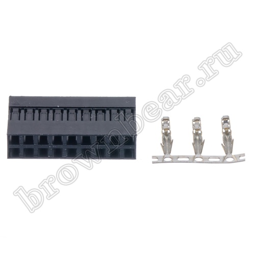Разъем 2х9 гнездо на кабель, шаг 2.54мм, с контактами фото 5