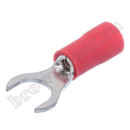 Клемма вилочная обжимная тип "U" 5.3 мм на провод 0.5 - 1.5 мм² круглая, изолированная, кратно 100шт. TYRI-1.25-5