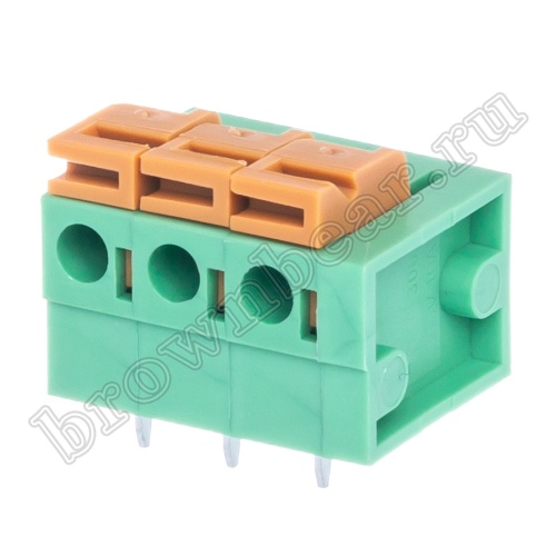 Клеммник нажимной на плату, 3 контакта, 5.08 мм, угловой TB-05B