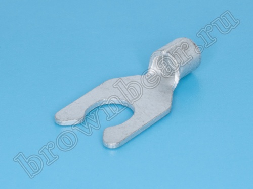 Клемма вилочная обжимная тип "U" 6.4 мм на провод 4.0 - 6.0 мм² с защелкой, неизолированная, кратно 100шт. TYL-5.5-6