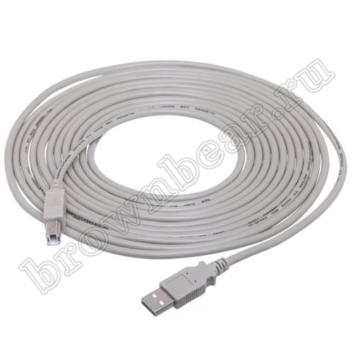 Кабель интерфейсный USB, type А - type В, вилка - вилка, 5 метров