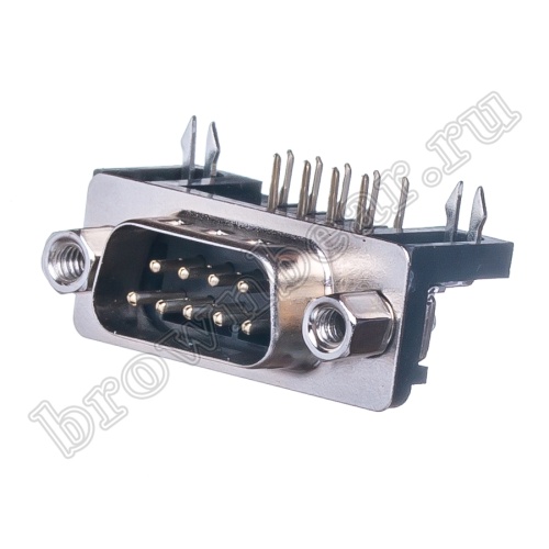 Разъем D-SUB 9 контактов, вилка на плату, прямой угол  7.2мм, тип 2 DRB-9MA
