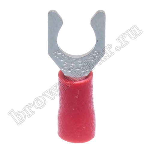 Клемма вилочная обжимная тип "U" 5.3 мм на провод 0.5 - 1.5 мм² с защелкой, изолированная, кратно 100шт. TYLI-1.25-5 фото 5