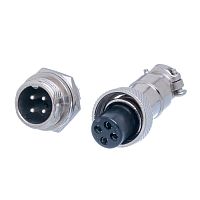 Разъем M12 4 контакта розетка на кабель, вилка на блок, тип GX12, комплект AC-M12-4