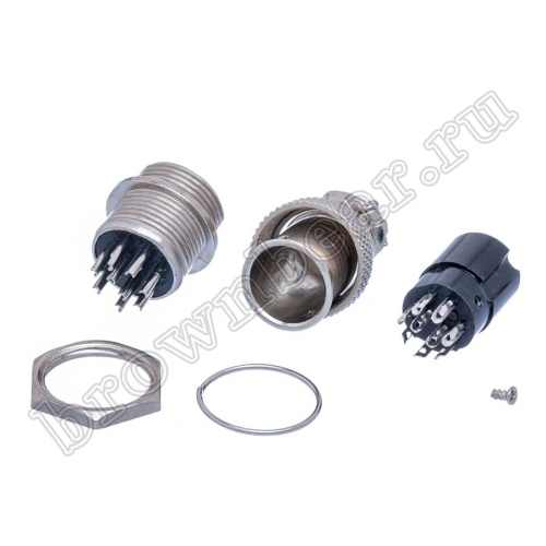 Разъем GX16 (M16) 9 контактов, розетка на кабель + вилка на блок, комплект AC-M16-9 фото 5