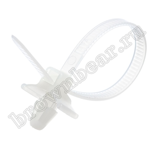 Стяжка (хомут) нейлоновая 130 x 4.8 мм с крепежным пистоном, белая, упаковка 100 шт. PWV-130
