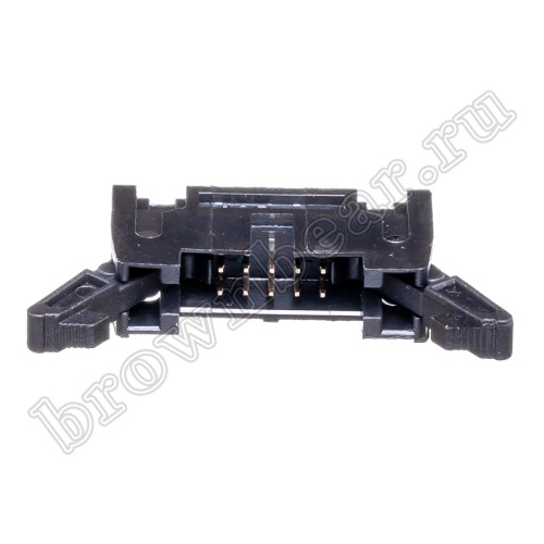 Разъем IDC 2х5 вилка на плату, шаг 2.54мм, с защелками SCM-10 фото 2