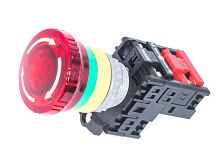 Кнопка управления с поворотной головкой, с подсветкой, с фиксацией, d 38мм, НЗ, красная(TN2IK2RN-1B)
