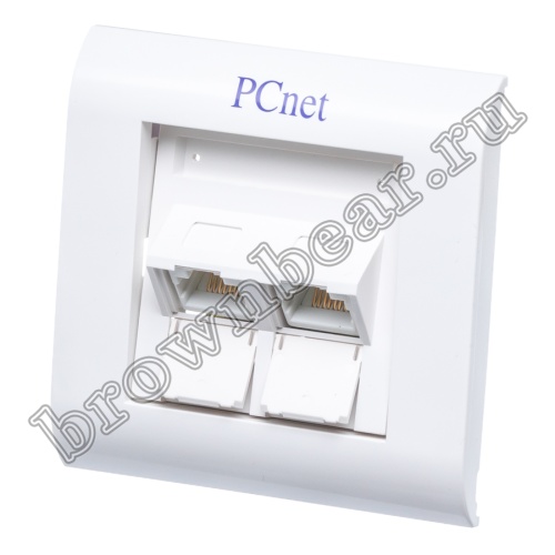 Розетка компьютерная встраиваемая двойная RJ-45, 8P8C,, категория 5е, универсальная, PCnet 