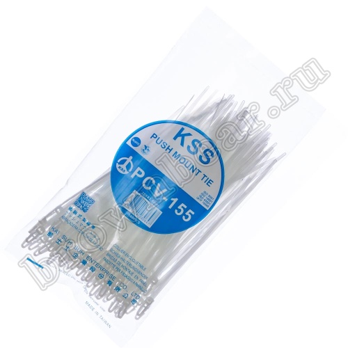 Стяжка (хомут) нейлоновая 155 x 3.5 мм с крепежным пистоном, белая, упаковка 100 шт. PCV-155 фото 5