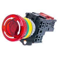 Кнопка управления аварийного останова поворотная с фиксацией, с подсветкой, d 38мм, НЗ, красная TN2IK2RN