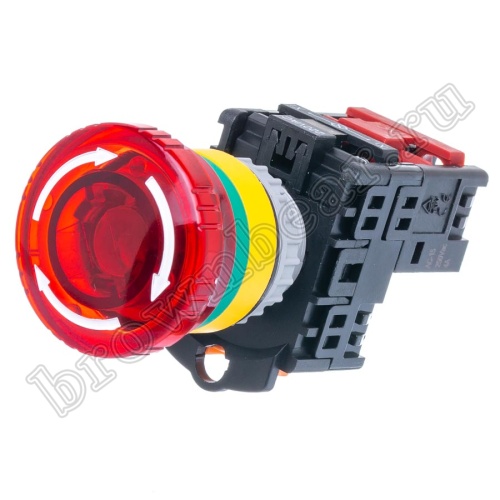 Кнопка управления аварийного останова поворотная с фиксацией, с подсветкой, d 38мм, НЗ, красная TN2IK2RN