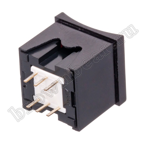 Кнопка мини без фиксации с щелчком, красная в черном корпусе PSM2-2-R-B   фото 5