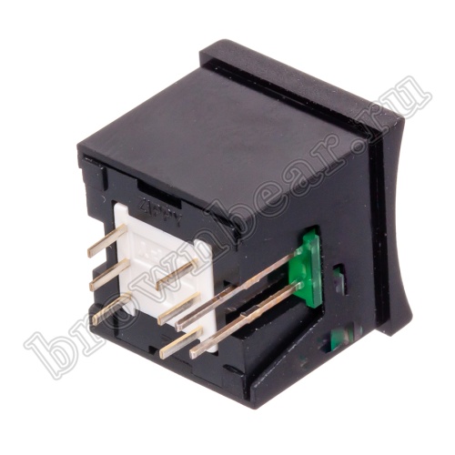 Кнопка мини с фиксацией, зеленая в черном корпусе с зеленым индикатором PSM2-1-E-B-E   фото 5