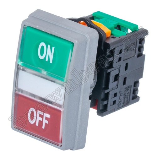 Кнопка управления пуск-стоп, без фиксации, НЗ/НР, зеленая/красная TN2BTW-1AB