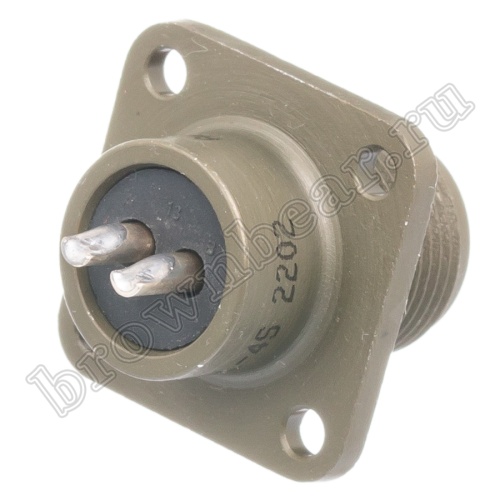 Разъём Amphenol серии MS, 2 контакта, розетка на блок, тип 10SL, резьбовой MS3102E-10SL-4S фото 4