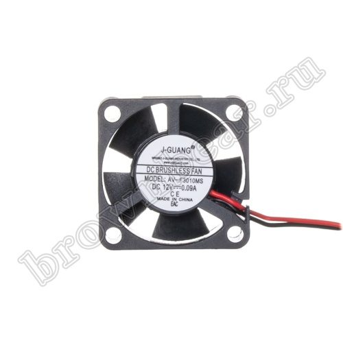 Вентилятор для корпуса 30х30х10, DC 12В, 0.09А,  подшипник скольжения, AV-F3010MS