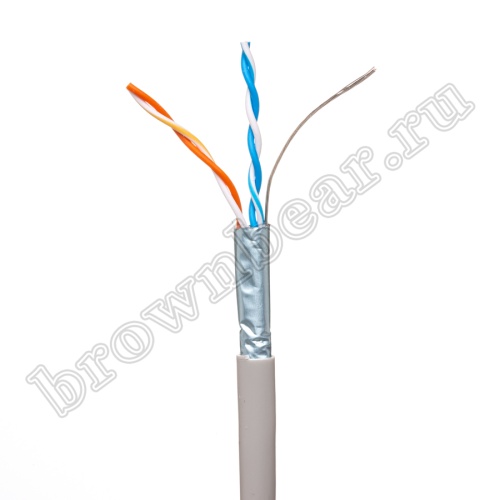 Кабель Витая пара, 2 пары, медный, 5 категории, многожильный, экранированный, серый, PCnet, бухта 305м PCnet