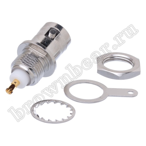 Разъем BNC Amphenol, гнездо на приборный блок, под пайку 112424 фото 2