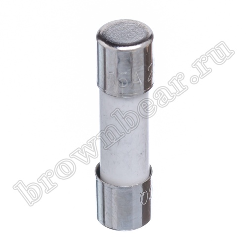 Предохранитель 5х20 мм, цилиндрический, керамический, быстрый, 15А/250В (GBM) фото 2