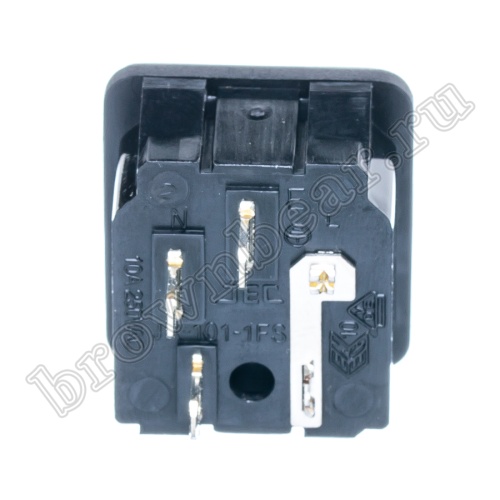 Разъем питания IEC C14, вилка на блок,  с держателем предохранителя 5х20мм, крепление защёлка, 10A фото 4