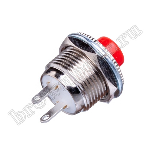 Кнопка без фиксации в металлическом корпусе, круглая на блок, НР, 220В, красная PSW-3-R фото 3
