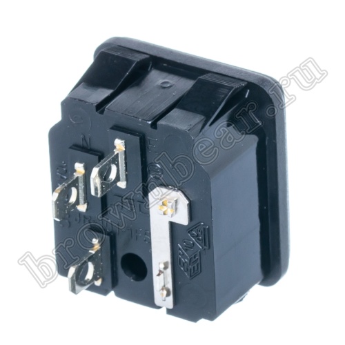 Разъем питания IEC C14, вилка на блок,  с держателем предохранителя 5х20мм, крепление защёлка, 10A фото 5