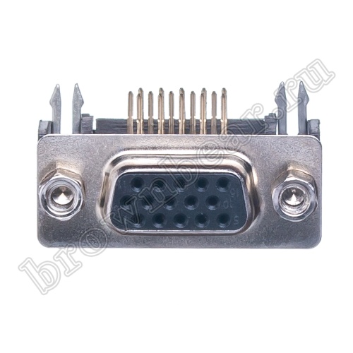 Разъем D-SUB 15 контактов высокой плотности, гнездо на плату,  прямой угол DHR-15F фото 5