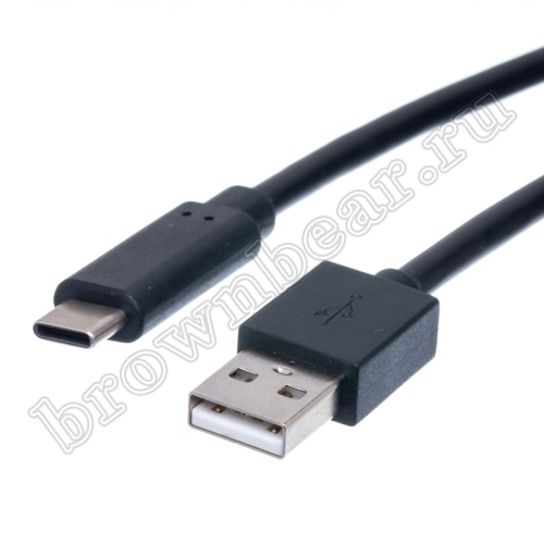 Кабель интерфейсный USB 2.0, type А - type C, вилка - вилка, черный, 1 метр фото 2