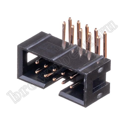 Разъем IDC 2x5 вилка на плату, шаг 2.54мм, прямой угол BH-10R