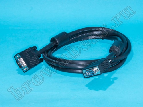 Кабель (шнур) для монитора  VGA HD D-SUB 15 вилка - HD D-SUB 15 вилка c ферритовым кольцом 1.8м (СS-035) фото 2