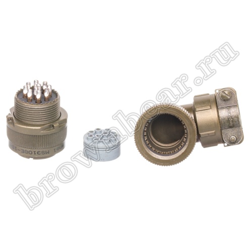 Разъём Amphenol серии MS, 10 контактов, розетка на кабель, тип 18, резьбовой прямой угол MS3108E-18-1S фото 6