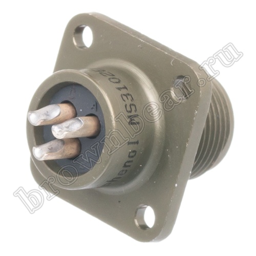 Разъём Amphenol серии MS, 3 контакта, розетка на блок, тип 10SL, резьбовой MS3102E-10SL-3S фото 4
