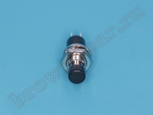 Кнопка без фиксации в металлическом корпусе, 6 мм круглая на блок, НР, 220В, черная PSW-5-B фото 3