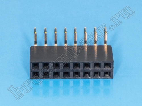 Разъем 2х8 гнездо на плату, прямой угол, шаг 2.54 мм фото 3