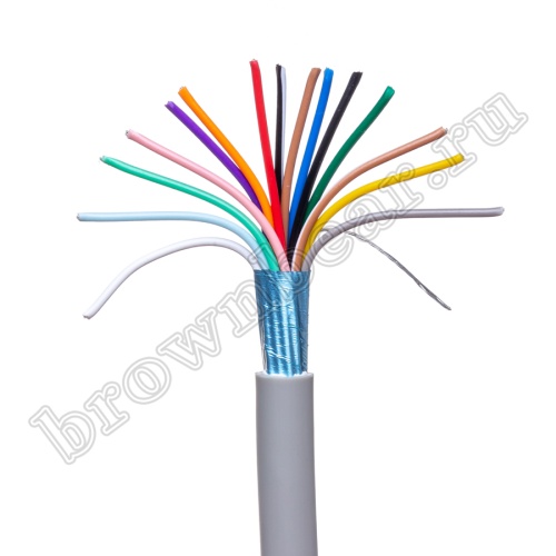 Кабель сигнальный коммуникационный 15 проводов, 26AWG, бухта 50м, экранированный, серый SIN YU