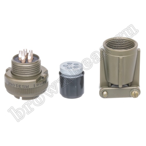 Разъём Amphenol серии MS, 5 контактов, вилка на кабель, тип 14S, резьбовой MS3106E-14S-5P фото 6