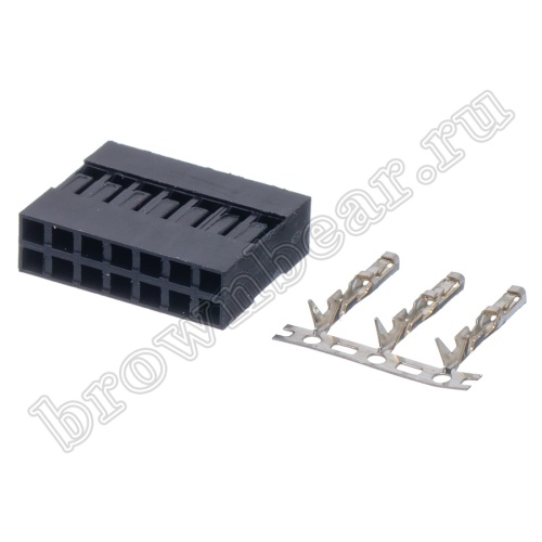 Разъем 2х7 гнездо на кабель, шаг 2.54мм, с контактами фото 4