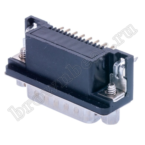 Разъем D-SUB 15 контактов, вилка на плату, прямой угол  9.4мм DRB-15MB фото 4