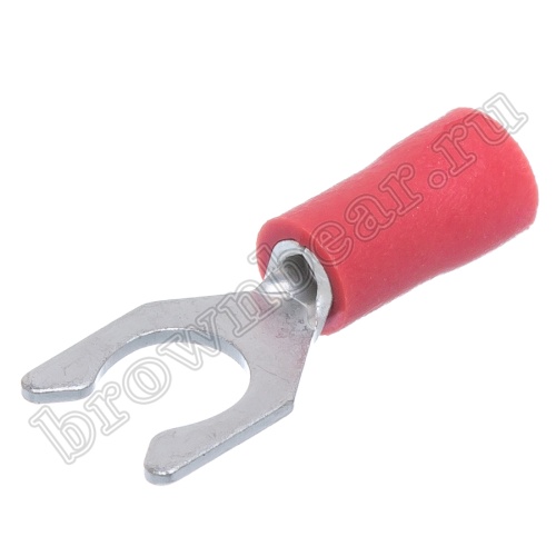 Клемма вилочная обжимная тип "U" 5.3 мм на провод 0.5 - 1.5 мм² с защелкой, изолированная, кратно 100шт. TYLI-1.25-5