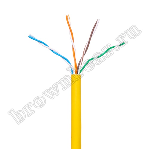 Кабель Витая пара, 4 пары, медный, 5е категория, многожильный, желтый, PCnet, бухта 300м PCnet