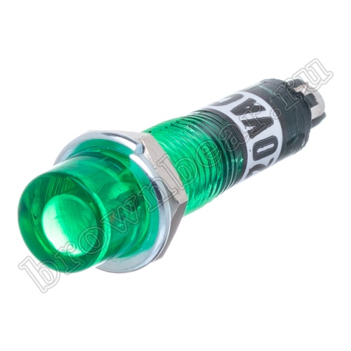 Лампа неоновая  индикаторная с резистором 220В в корпусе, мини, зеленая