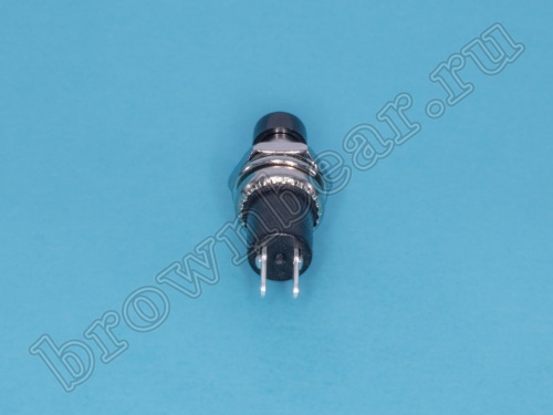 Кнопка без фиксации в металлическом корпусе, 6 мм круглая на блок, НР, 220В, черная PSW-5-B фото 4